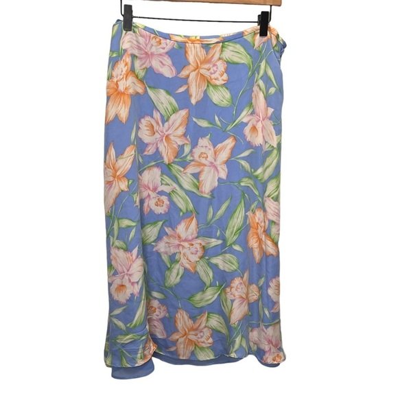 Lauren Ralph Lauren Silk Hawaiian Floral Skirt Size 16 - Picture 3 of 12